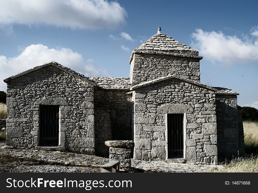 An ancient medieval church in the countryside of Sardinia. An ancient medieval church in the countryside of Sardinia