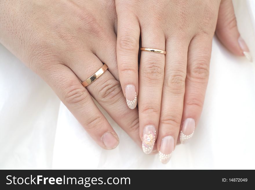 Hands on white background rings