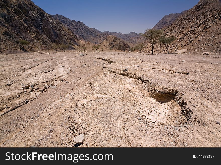 Stone desert in Egypt near Dahab.