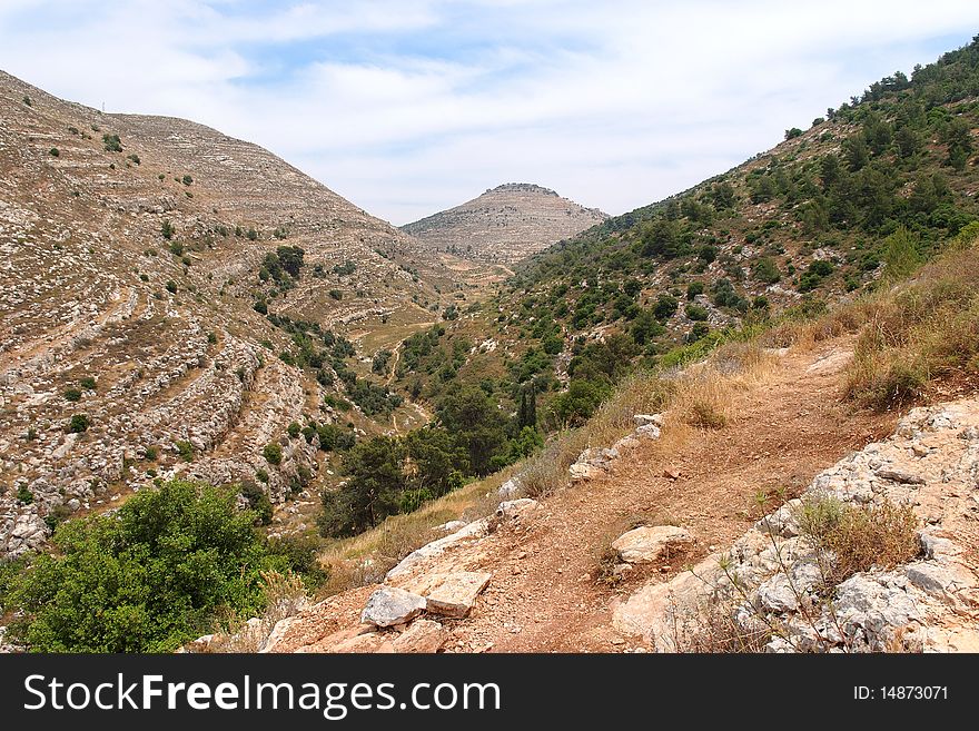 Mediterranean mountain landscape in Judea, Israel