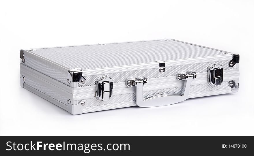 Metal or aluminium briefcase isolated