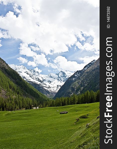 Gran Paradiso Park, Italy. Beautiful alpine panorama close to Cogne town.