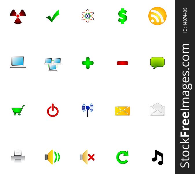 Illustration of different icons over white background