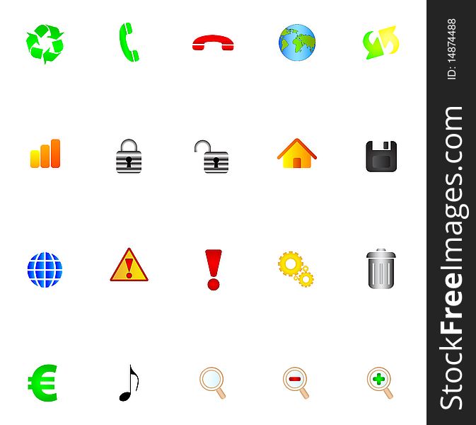 Illustration of different icons over white background