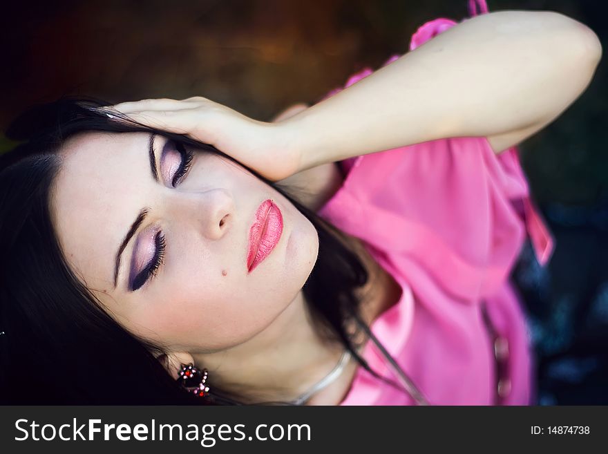 Portrait of the young beautiful brunette