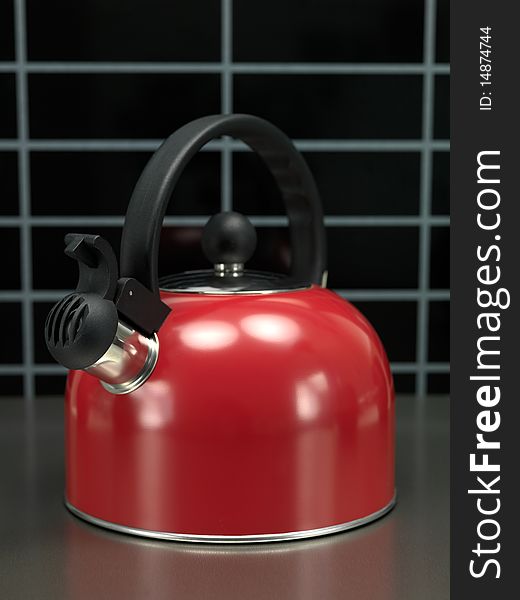 A stove top kettle on a kitchen bench