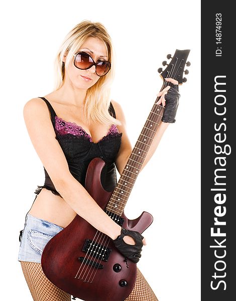 Series. The beautiful blonde with a guitar