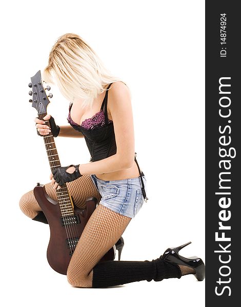 Beautiful blonde with a guitar