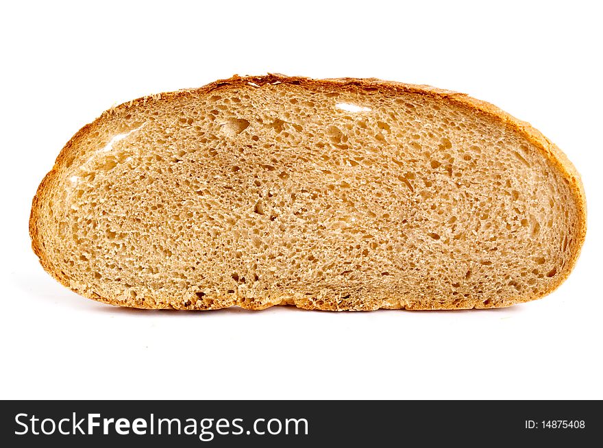 Portion of rye bread on a white background