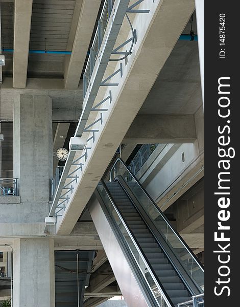 Concrete structure of elevated railway station for the Airport Link in Bangkok, opened in 2010. Concrete structure of elevated railway station for the Airport Link in Bangkok, opened in 2010.