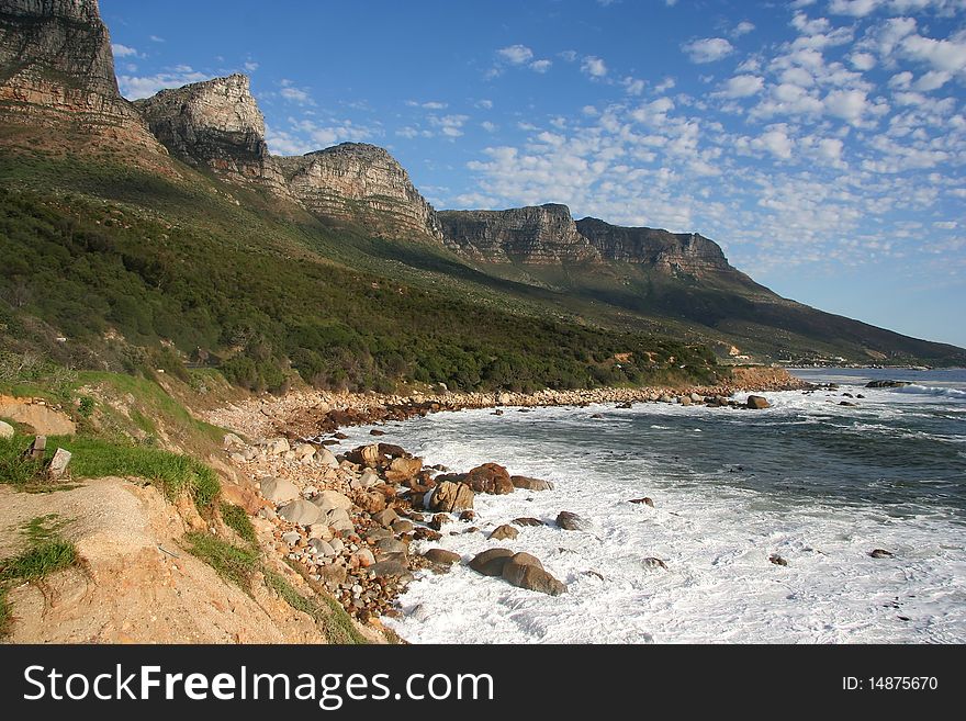 Twelve Apostles mountains in Cape Town at the coast. Twelve Apostles mountains in Cape Town at the coast