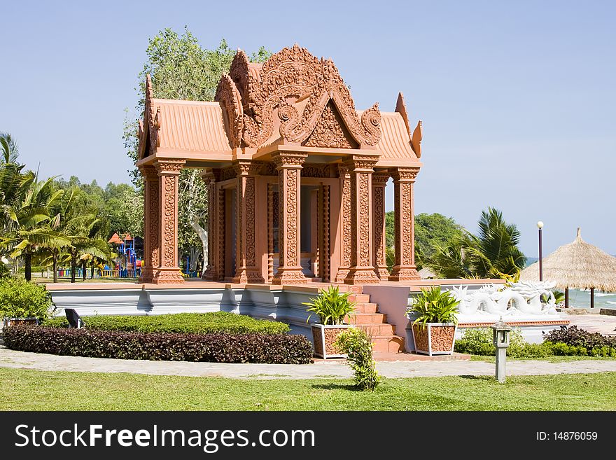 Beautiful Buddhist pavilion in Sihanouk Ville, Cambodia. Beautiful Buddhist pavilion in Sihanouk Ville, Cambodia