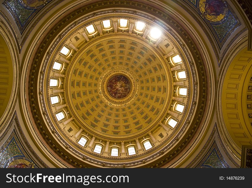 View of the top inside of the Capitol in Madison, State of Wisconsin