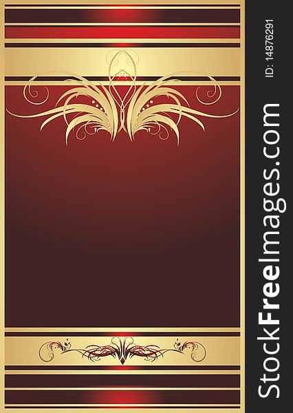 Golden floral ornament. Decorative background for card. Illustration