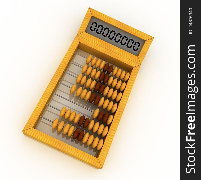 Abacus-calculator. White background, 3d render
