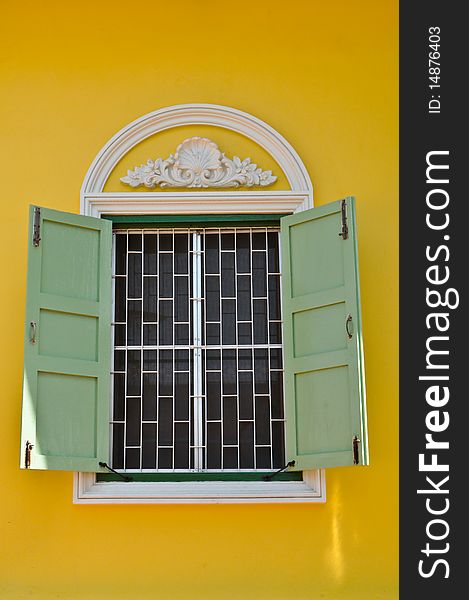 Green Window of monk\'s house in Buddhist temple, Thailand. Green Window of monk\'s house in Buddhist temple, Thailand