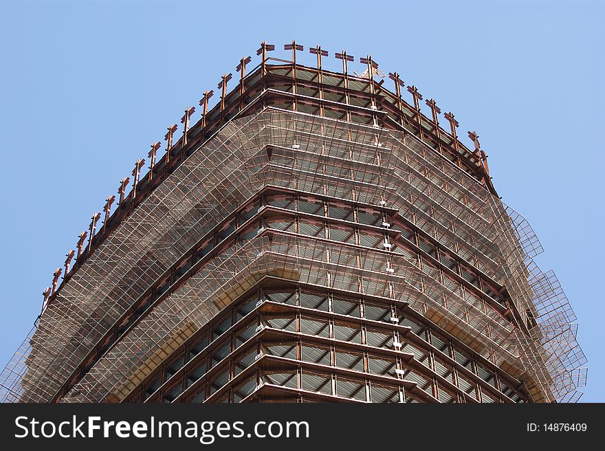 Concrete Building Construction against the blue cloudless sky