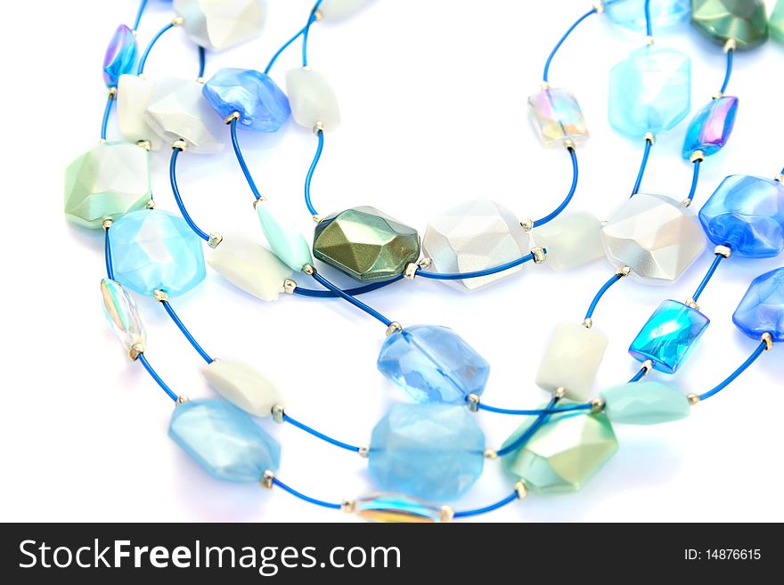 Colorful necklace isolated  on white background.