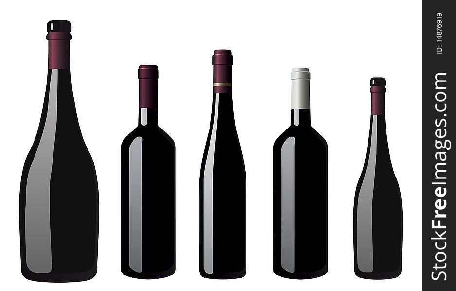 Bottles of red wine a  an illustration