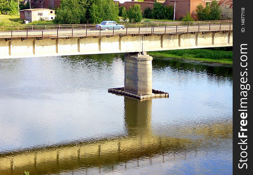 Stream crossing car water river Ufa ural
