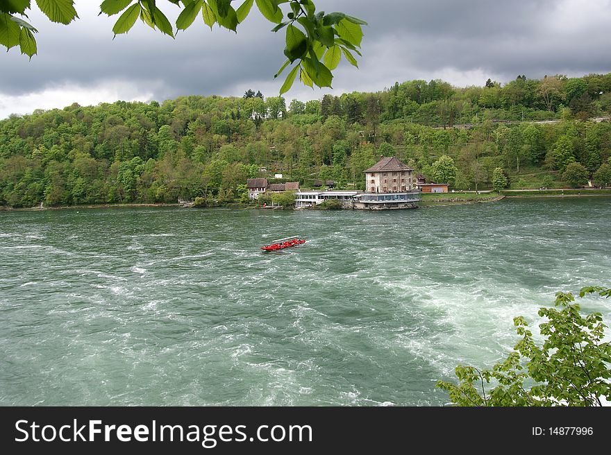 Waterfall Rhine Falls (Rheinfall) At Schaffhausen