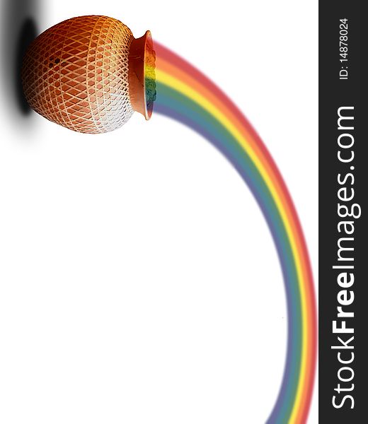 Rainbow pot over white background