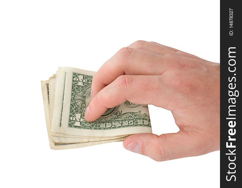 Holding money in hand isolated