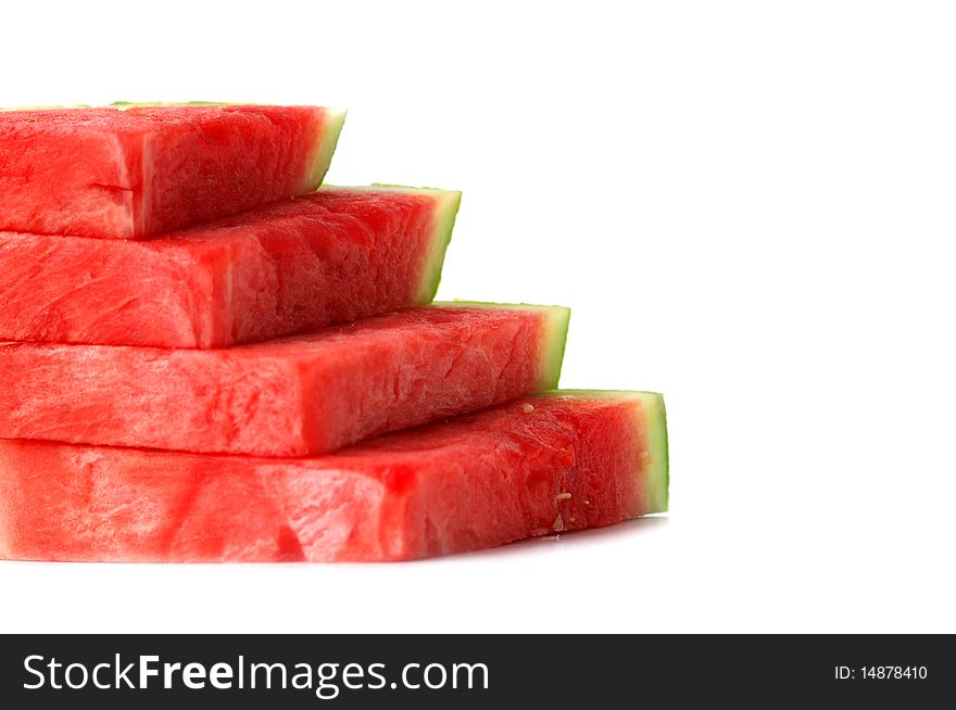 Slice of fresh water-melon on a white background