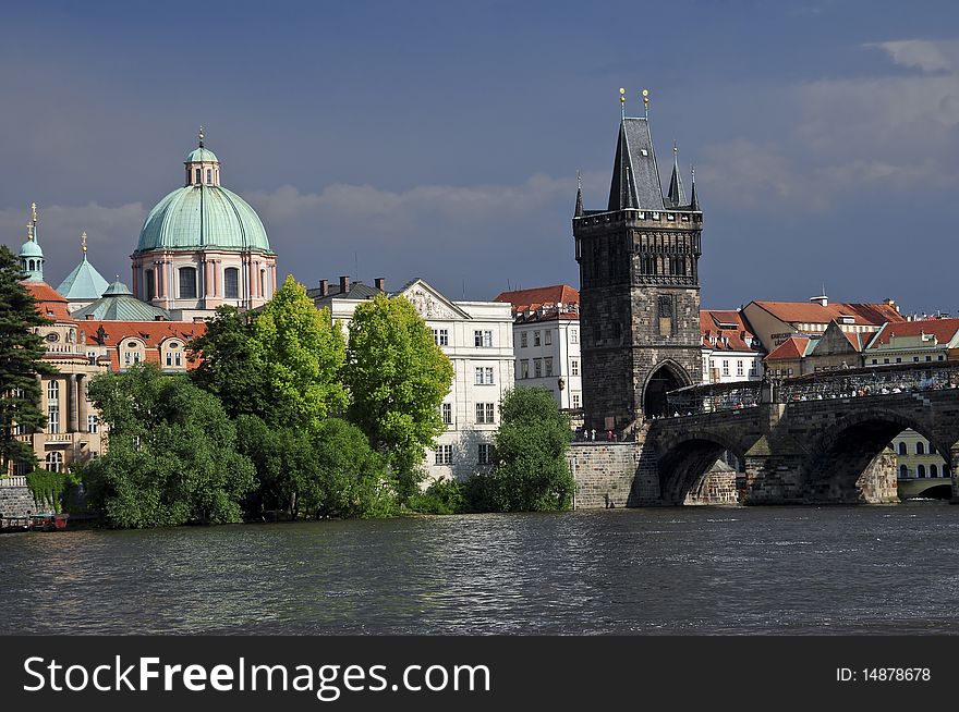 Charles Bridge over the Vltava river Prague. Charles Bridge over the Vltava river Prague