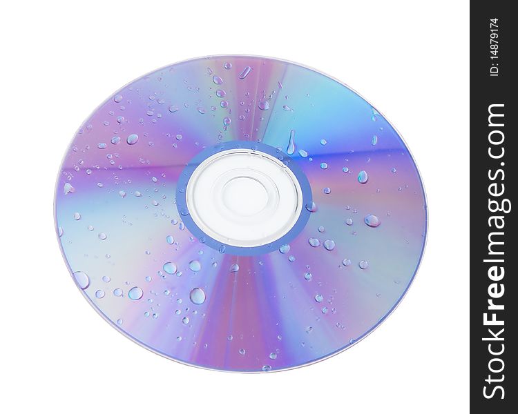 Cd With Water Drops Isolated