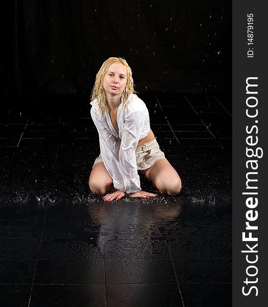 Portrait of a woman in water studio. Portrait of a woman in water studio