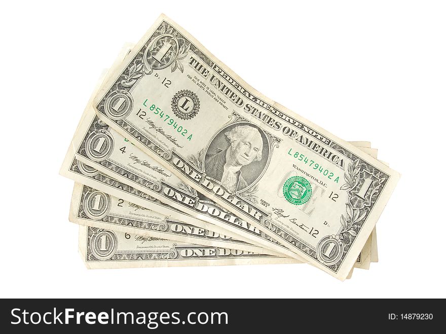 One american dollars isolated background