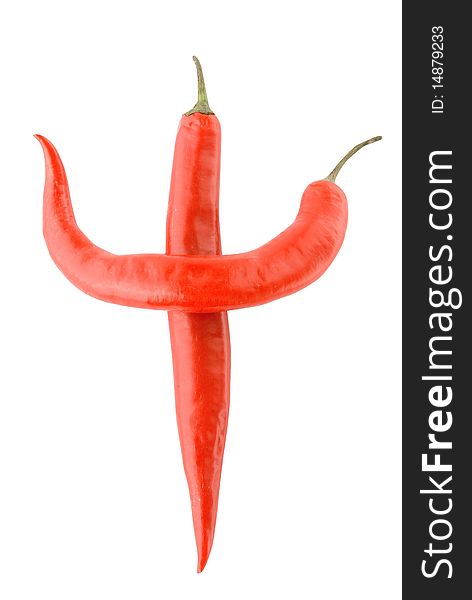 Trident chili pepper on white