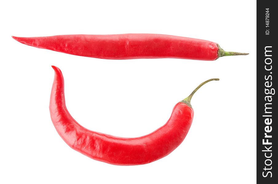 Chili peppers smile on white
