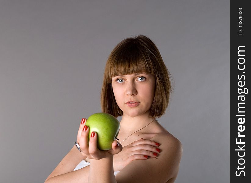 Woman with apple