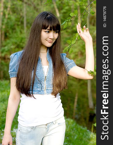 Girl walking in park