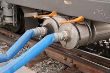Refill The Brake Fluid In A Railway Carriage Royalty Free Stock Image Refill The Brake Fluid In A Railway Carriage Royalty Free Stock Image