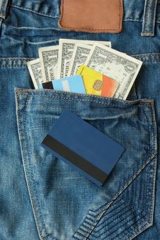 Money With Credit Cards In Pocket Royalty Free Stock Image Money With Credit Cards In Pocket Royalty Free Stock Image