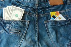 Money And Credit Cards In Two Back Pocket Stock Photo Money And Credit Cards In Two Back Pocket Stock Photo