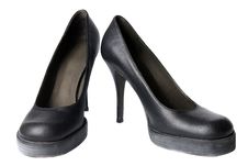 Black Leather Female Shoes Isolated On White Stock Images Black Leather Female Shoes Isolated On White Stock Images