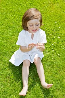 Three Years Old Girl With Daisy Flower Stock Images Three Years Old Girl With Daisy Flower Stock Images