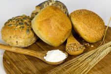 Roll Bread With Pumpkin And Poppy Seeds On The Whi Stock Images Roll Bread With Pumpkin And Poppy Seeds On The Whi Stock Images