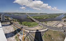 Panoramo Of River Dnepr Kiev Stock Photos