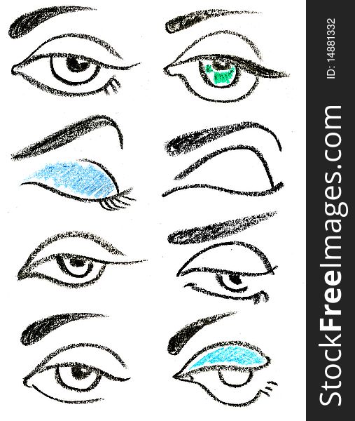 Set of female eye makeup