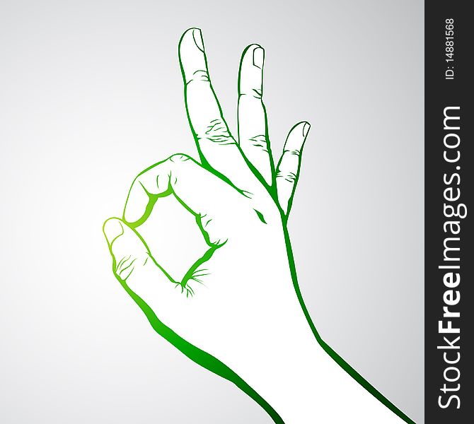 Illustration of hand in okay sign/symbol