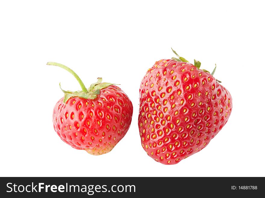 Two juicy strawberry isolated background