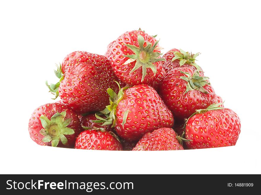 Fresh strawberry pile isolated background