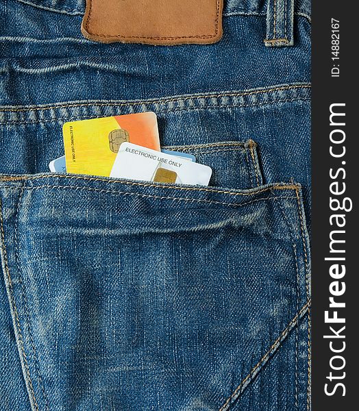 Credit card and jeans pocket