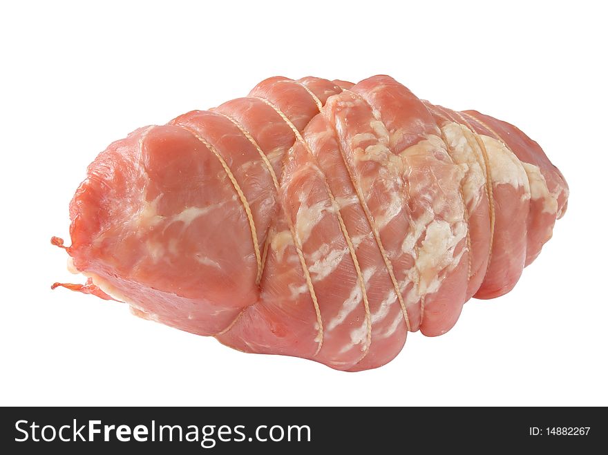 Baked pork isolated white background