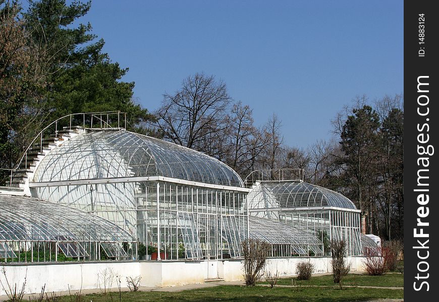 A big greenhouse for flowers and vegetables.